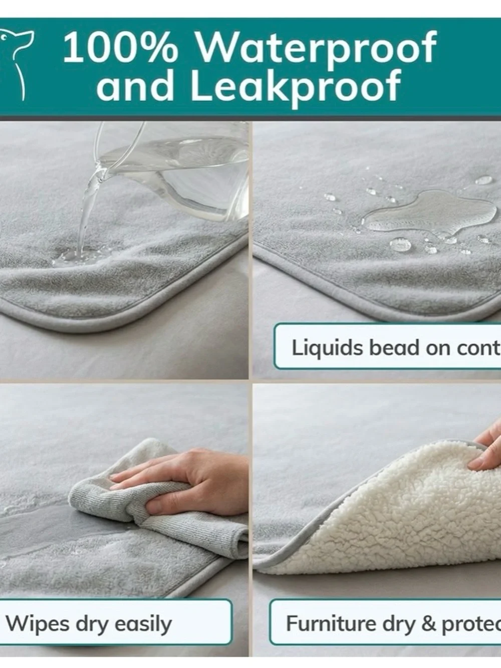 Gray Waterproof Dog Blanket - Premium Cozy Pet Throw